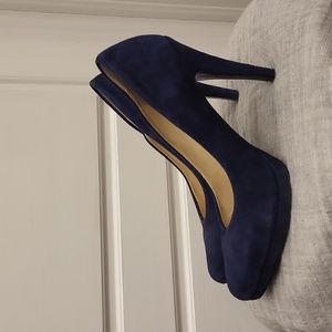 Navy suede pumps